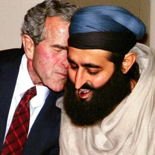 bush kissing osama bin laden Stable Diffusion
