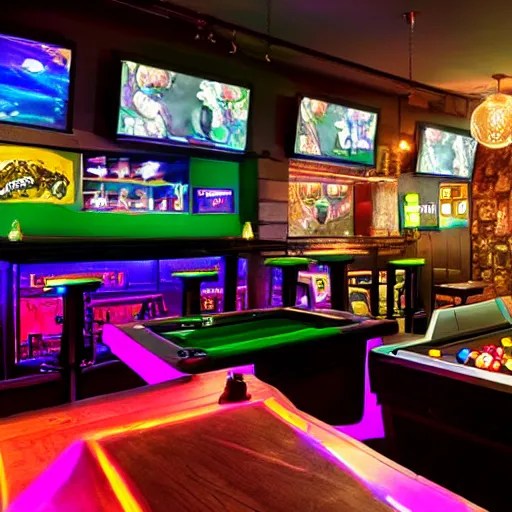 a gaming bar, photograph Stable Diffusion OpenArt