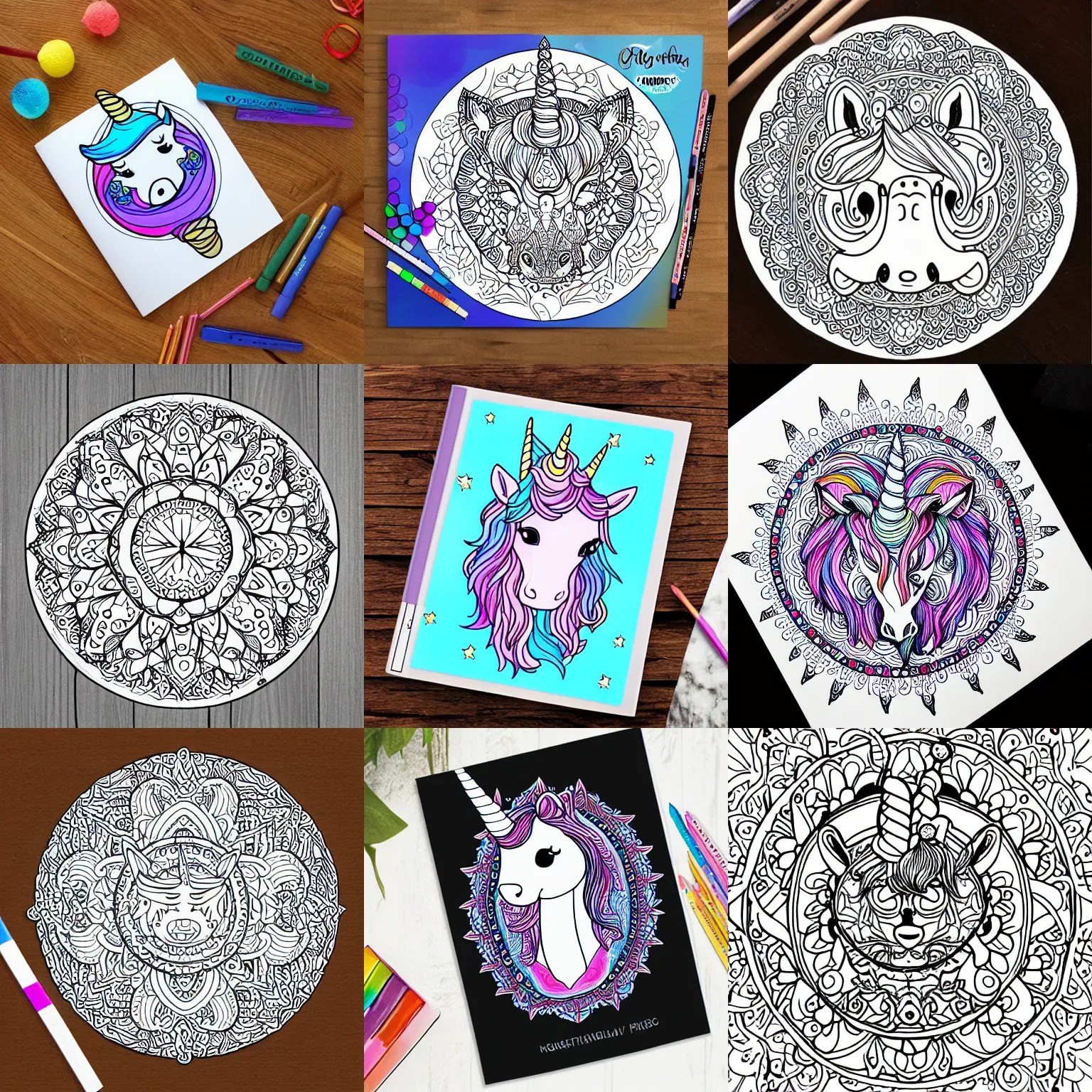 cute unicorn sleeping mandala coloring book Stable Diffusion OpenArt