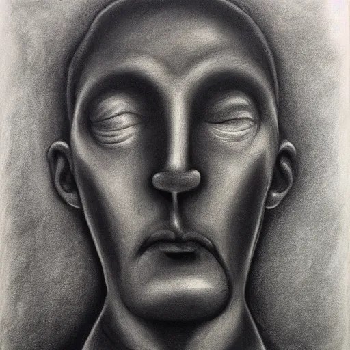 charcoal drawing of a man with a strange face. Stable Diffusion