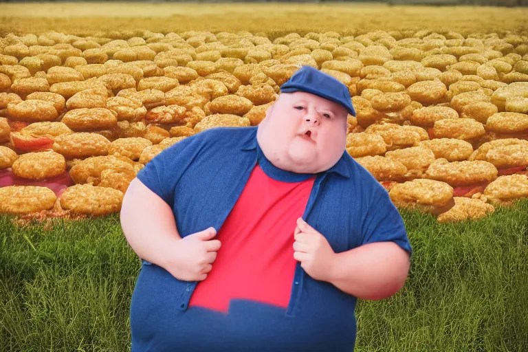 a very obese person in a field of hamburgers, Stable Diffusion OpenArt