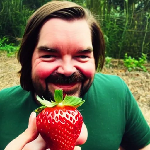 matt berry as a strawberry, head of a strawberry, high Stable