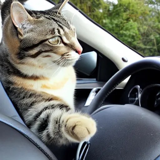 cat driving car Stable Diffusion