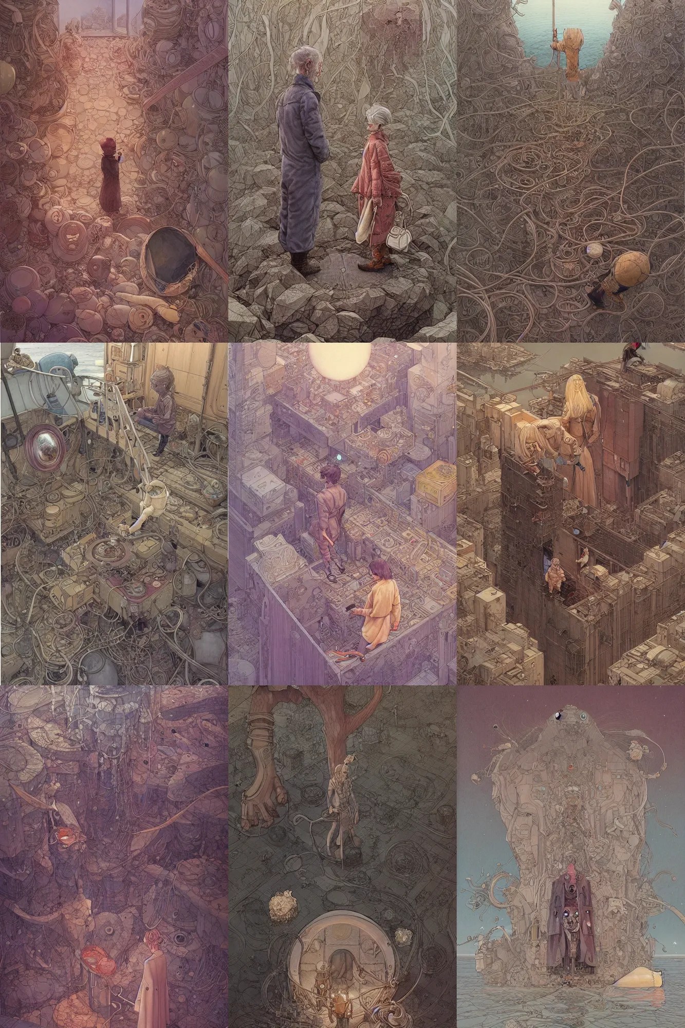 the ego separates, by Moebius, by Mattias Adolfsson, Stable Diffusion