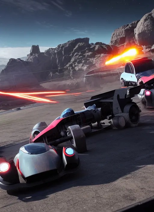 supersonic acrobatic rocket powered battle cars, Stable Diffusion