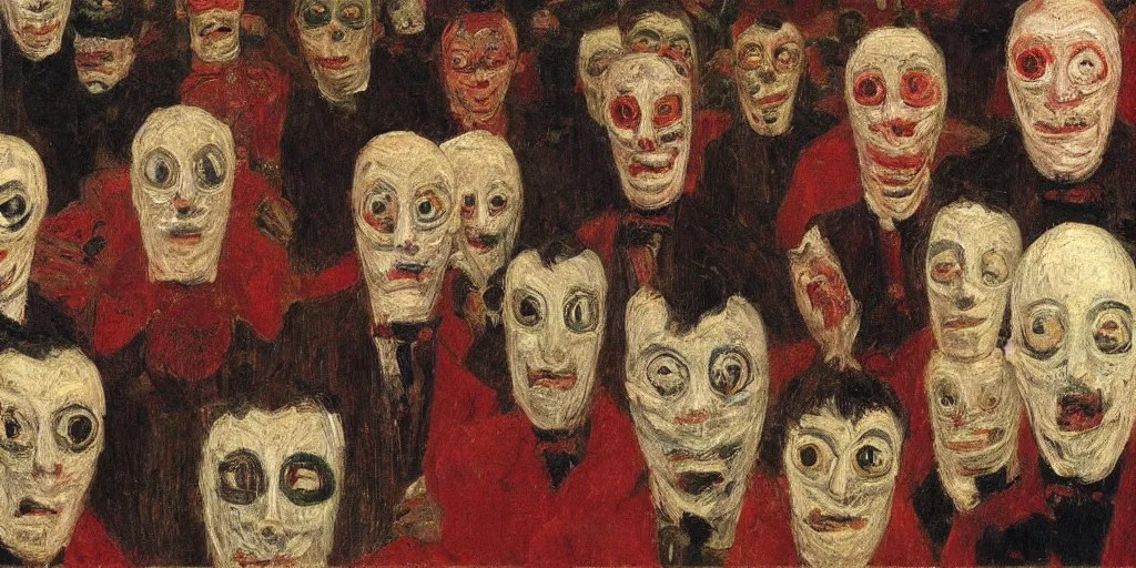 self portrait with masks. james ensor. ( 1 8 9 8 ) oil Stable Diffusion
