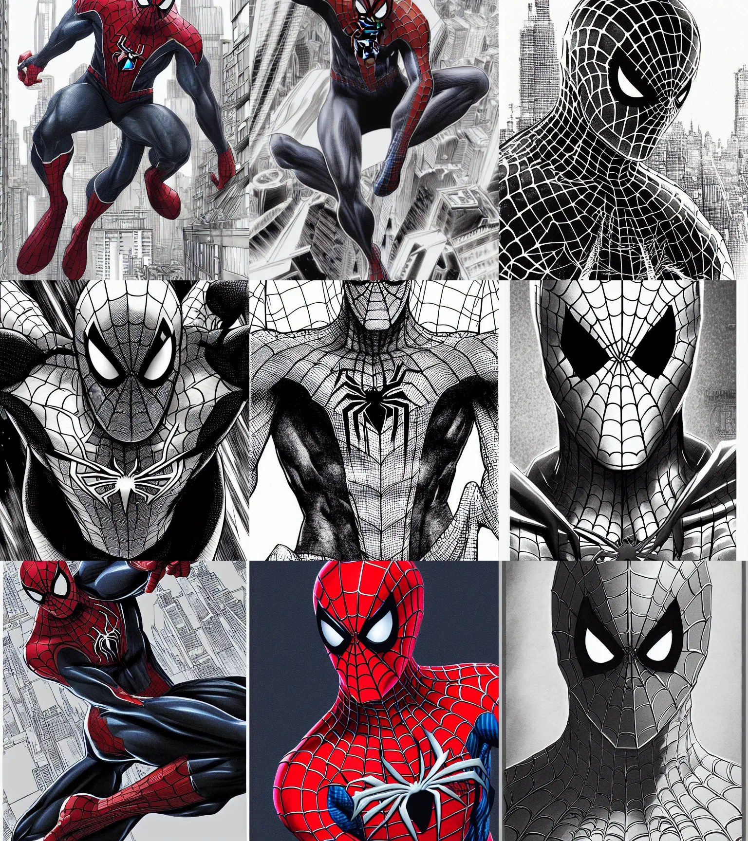 portrait spiderman by yusuke murata and masakazu Stable Diffusion