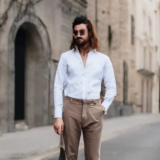 person wearing off white shirt and different color Stable Diffusion