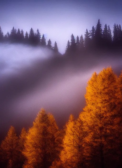 beautiful mountain photography fog and trees award Stable Diffusion