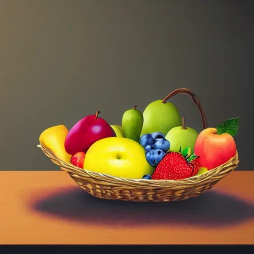 a fruit basket on top of a kitchen table, Stable Diffusion OpenArt