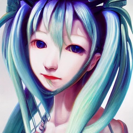 a painting of Hatsune Miku by H. R. Giger, highly Stable Diffusion