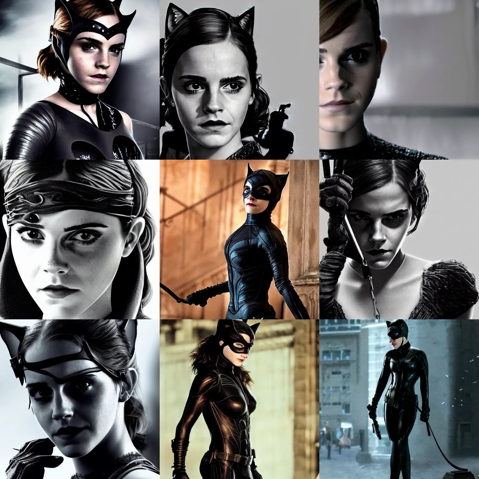 emma watson as catwoman, photorealistic art, full Stable Diffusion