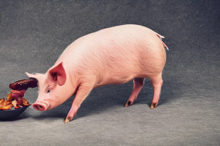 a pig eating bacon Stable Diffusion