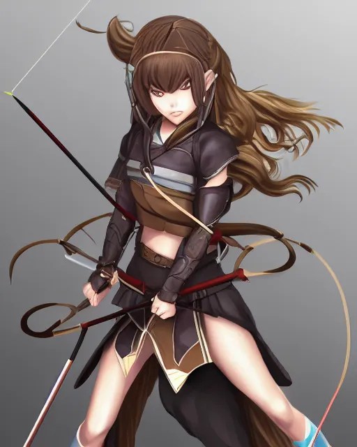 anime girl with a bow and arrow, female archer, angry, Stable Diffusion