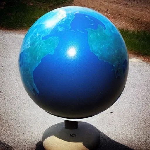 A bowling ball that looks exactly like the Stable Diffusion