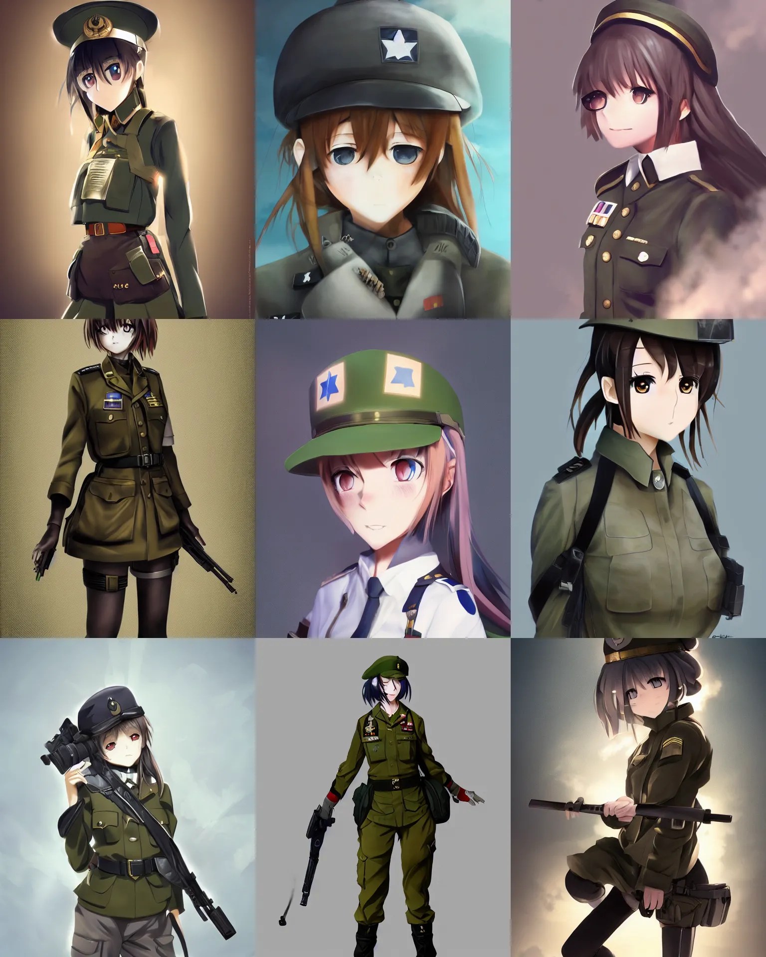 anime girl with a military uniform, dramatic art, Stable Diffusion