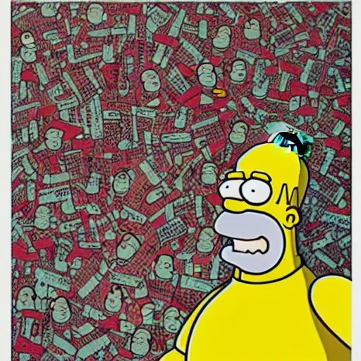 close up portrait of homer simpson, by geof darrow, Stable Diffusion