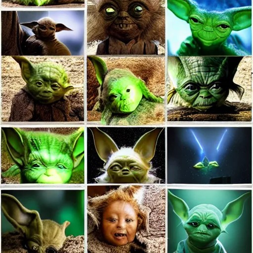 various members of Yoda's species interacting with Stable Diffusion