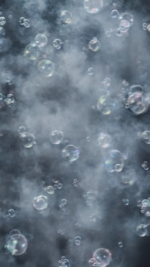 wallpaper of bubbles filled with smoke bursting, Stable Diffusion