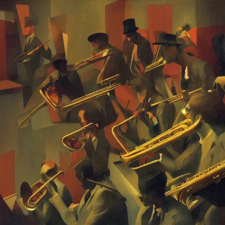 jazzband, Edward Hopper and James Gilleard, Zdzislaw Stable Diffusion