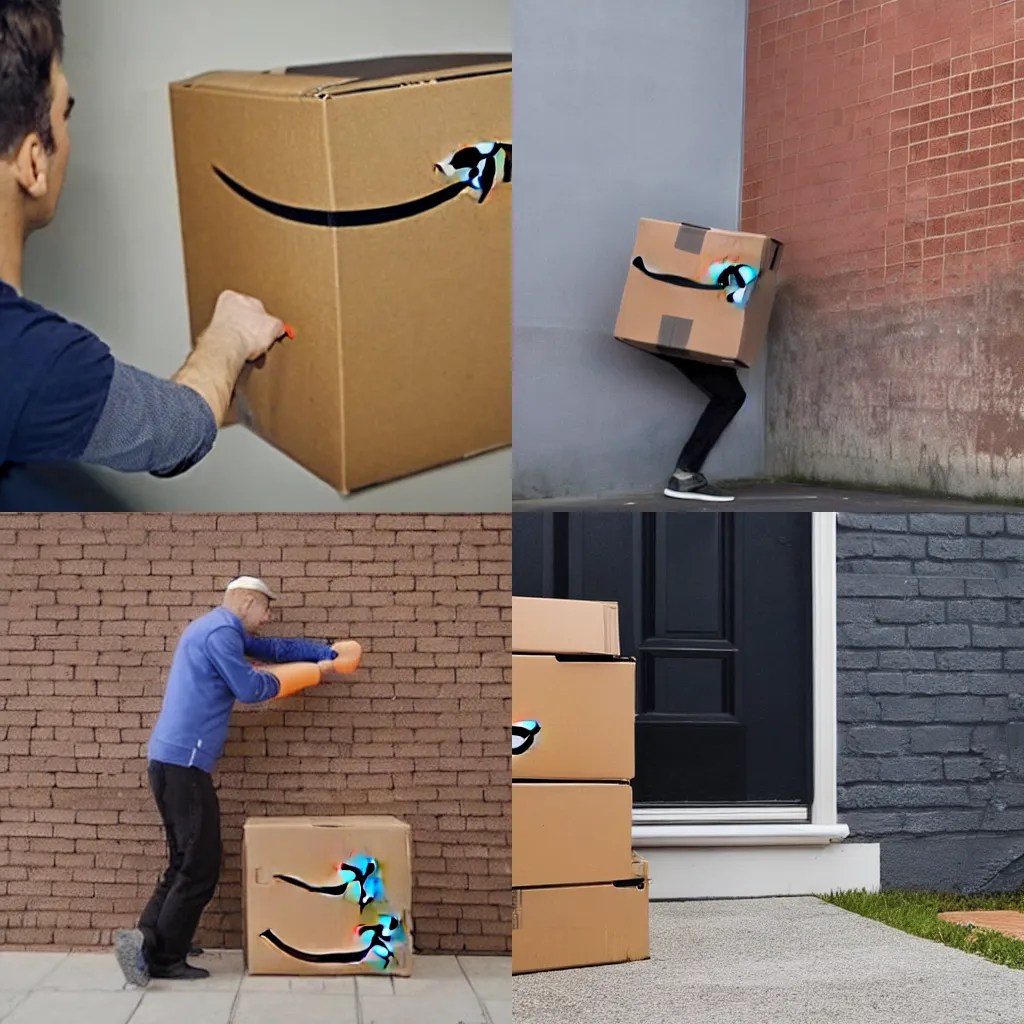 an amazon delivery person carelessly throwing a Stable Diffusion OpenArt