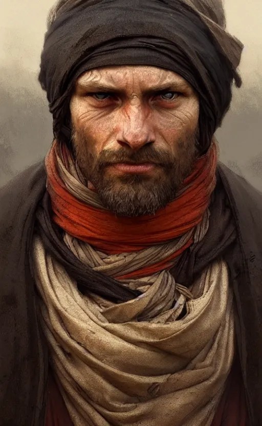 a portrait of a medieval beggar, concept art, deep Stable Diffusion