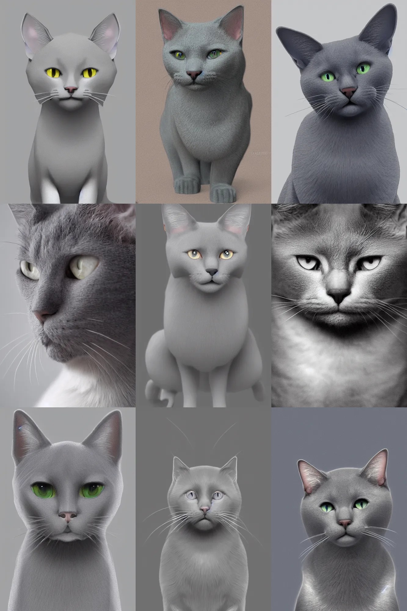 a russian blue cat symmetric with a white chest, Stable Diffusion