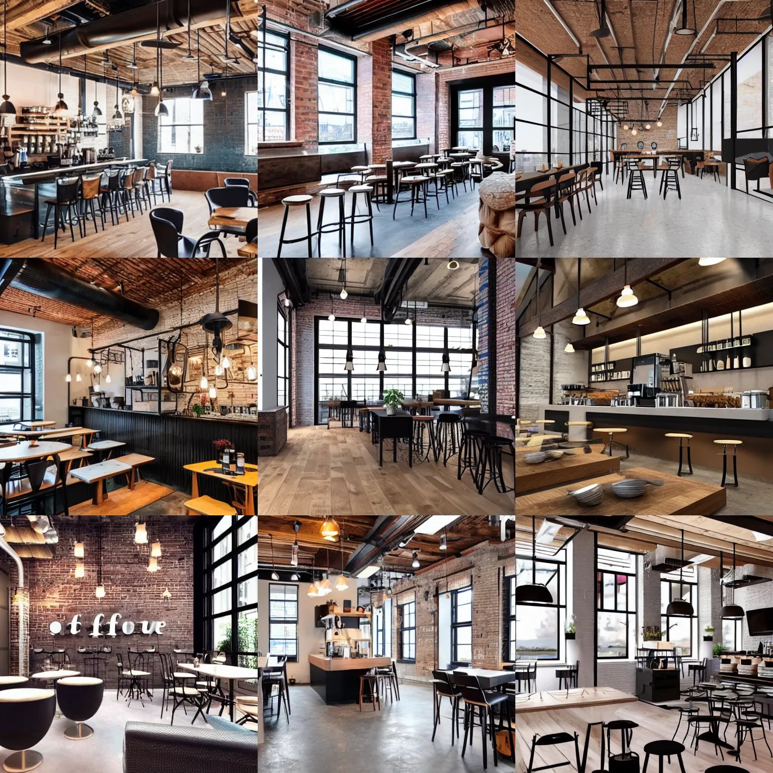 unique coffee shop interior design loft 4 k Stable Diffusion