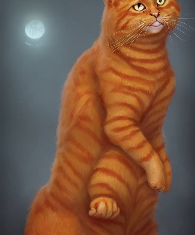 garfield the orange tabby cat by charlie bowater and Stable Diffusion
