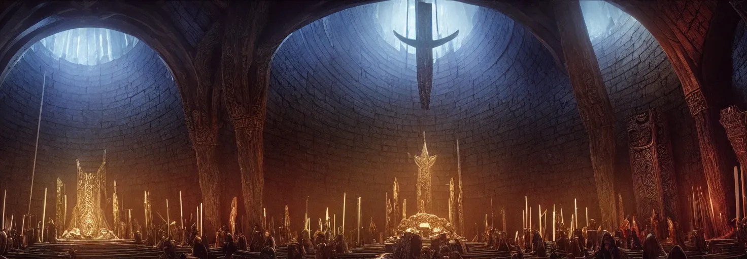 the great hall of valhalla, hall of the slain in asgard Stable Diffusion