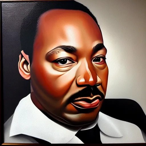 hyper realistic oil painting martin luther king in the Stable