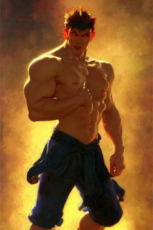 street fighter, attractive male, character design, Stable Diffusion