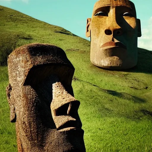 worlds worst easter island statue with the face of the Stable Diffusion
