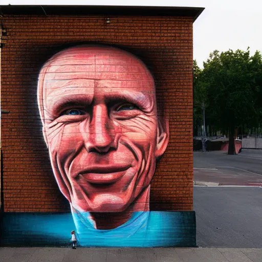 3D Street art representation of Ed Harris, F 1.4 Kodak Stable
