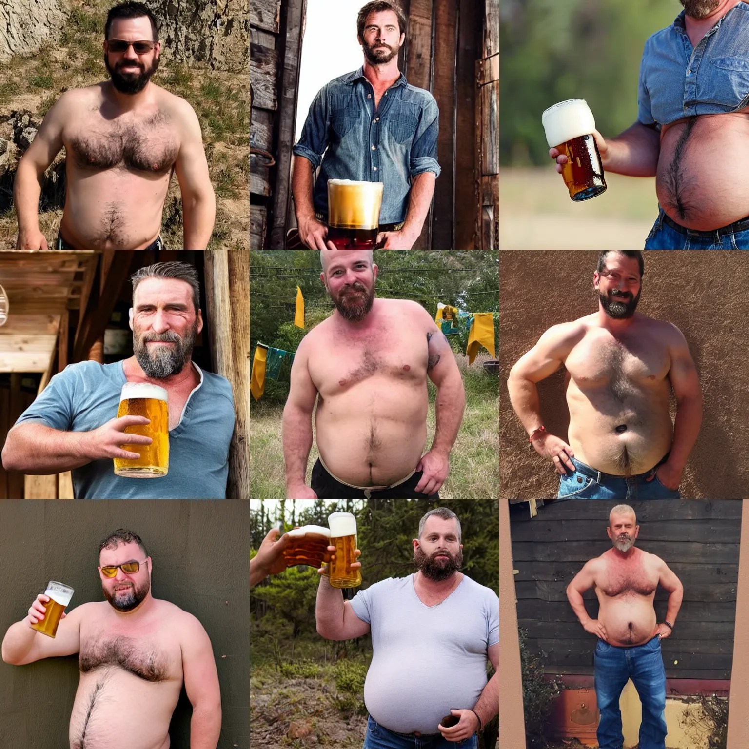 a rugged handsome man with a beer belly Stable Diffusion