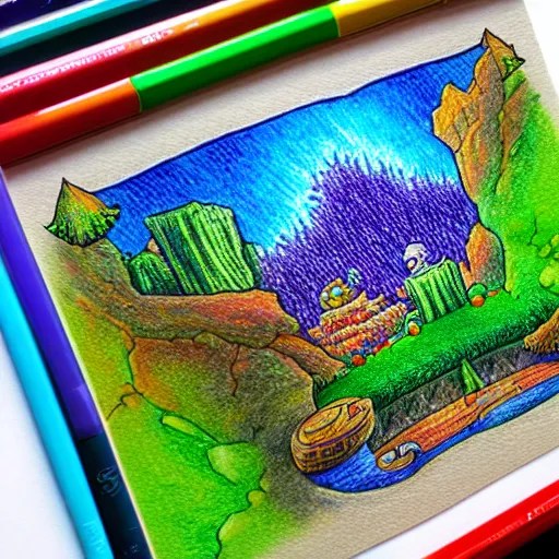 Colored pencil art on paper, Terraria Logo, highly Stable Diffusion