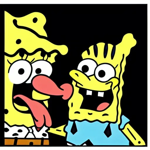 side view of spongebob passionately kissing patrick Stable Diffusion