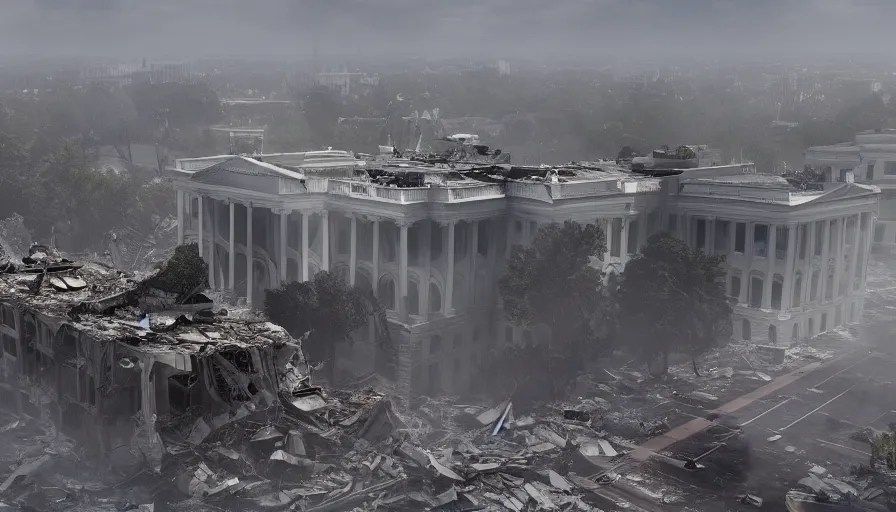 destroyed washington dc with damaged collapsed Stable Diffusion