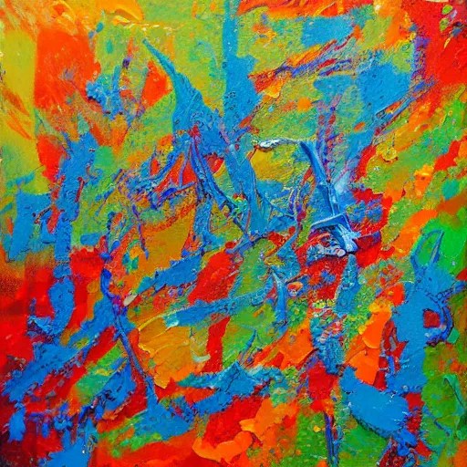 acrylic painting made by scraping paint across a Stable Diffusion