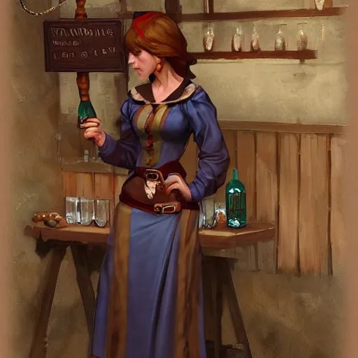 medieval barmaid in tavern, trending on artstation Stable Diffusion
