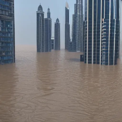 dubai completely flooded, aftermath of a tsunami, Stable Diffusion