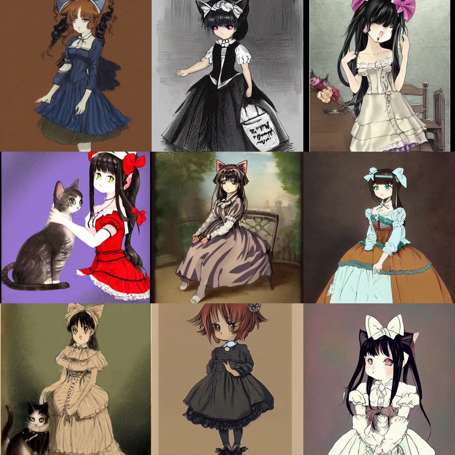 victorian anime cat girl with a dress Stable Diffusion OpenArt