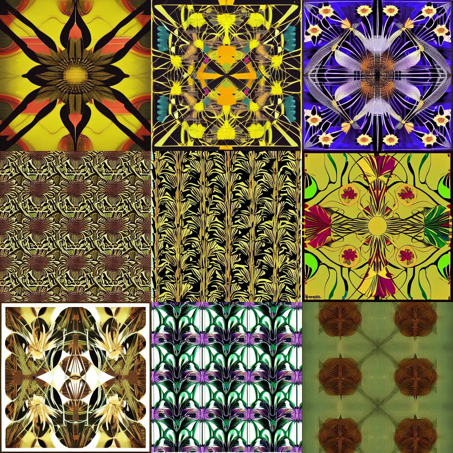 leonardo da vinci flowers abstract art deco generative Stable