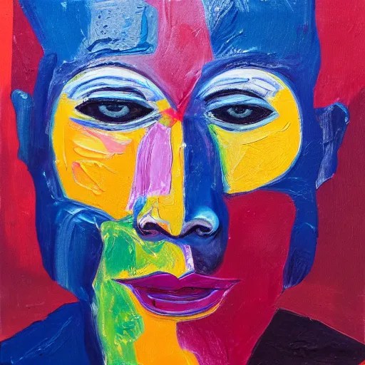 an abstract oil painting of a human face, bright Stable Diffusion