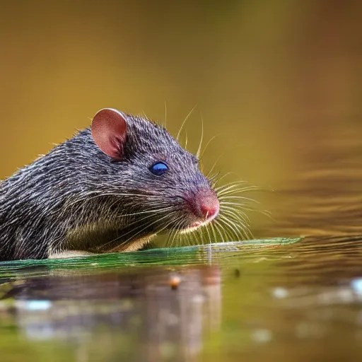 close up photo of an australian swamp rat, drinking Stable Diffusion