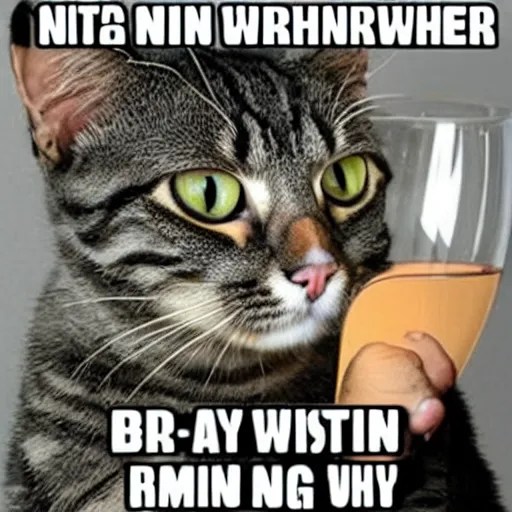 meme of a cat drinking wine Stable Diffusion OpenArt