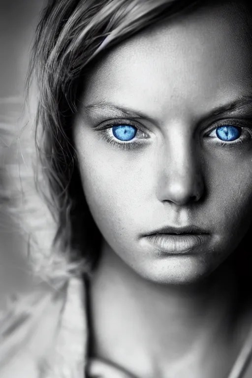 a beautiful girl with beautiful cold blue eyes, Stable Diffusion