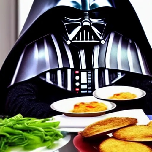 A still of Darth Vader eating arepas, 4k, photograph, Stable
