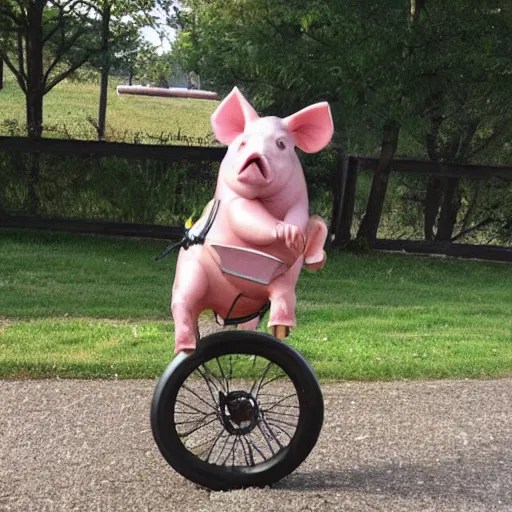 pig riding a unicycle Stable Diffusion