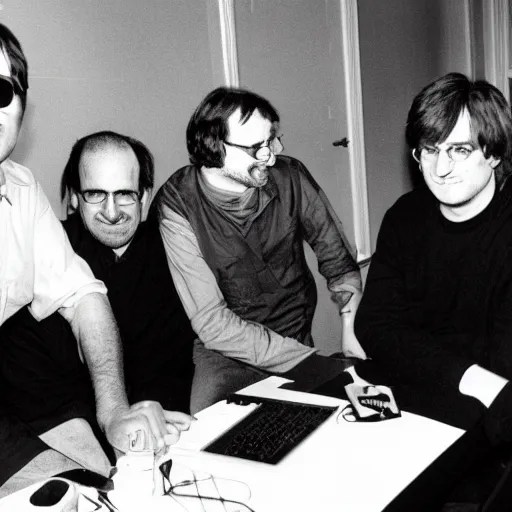 john lennon, steve jobs, harry potter, and gabe newell Stable Diffusion
